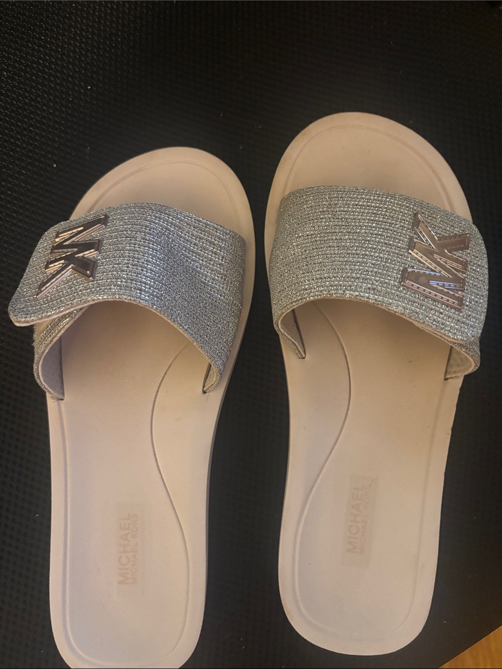 Michael Kors Rose Gold Glitter Slide Sandals